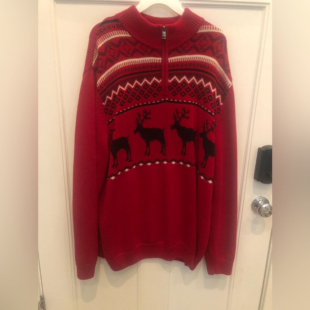 Men's Chaps Christmas Holiday Red Reindeer Sweater XXL